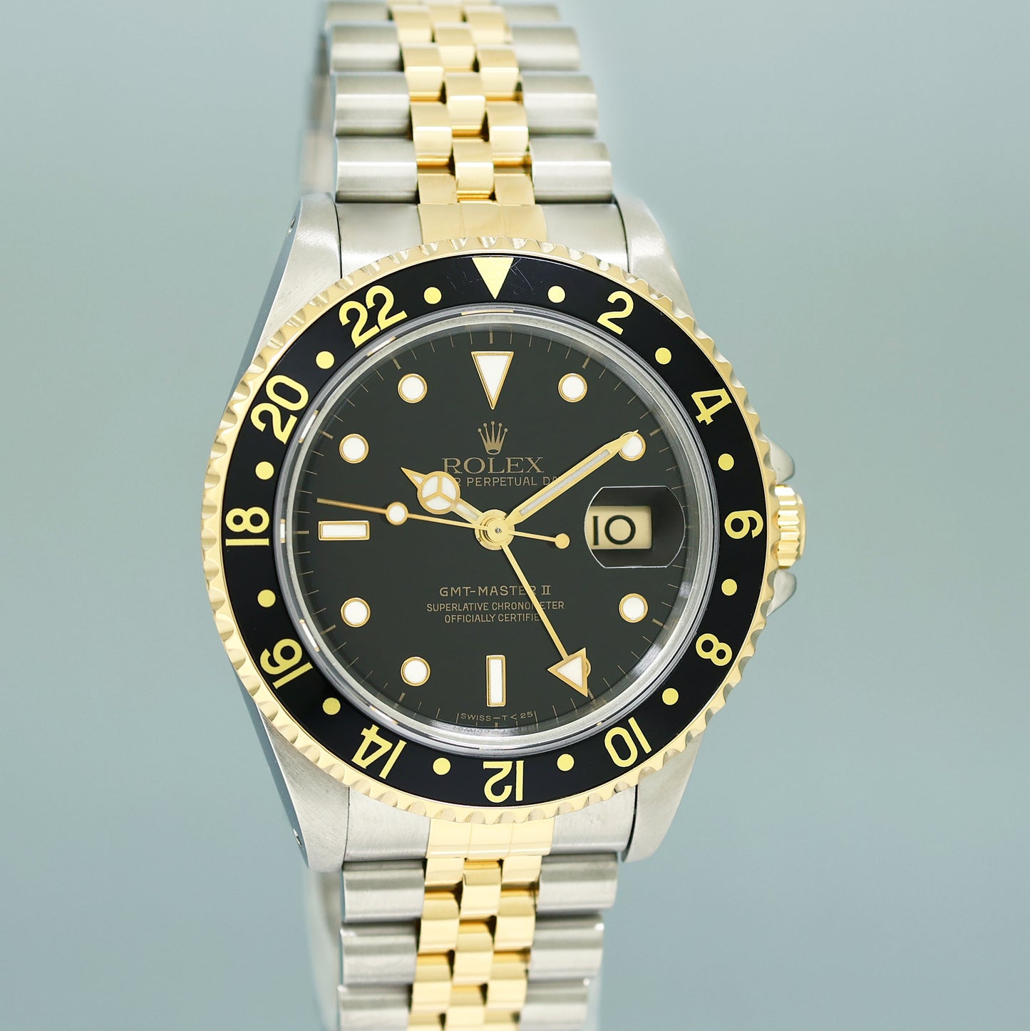 2023 RSC Papers Rolex GMT-Master II 2 16713 Two-Tone Yellow Jubilee Black Dial 40mm Watch Box