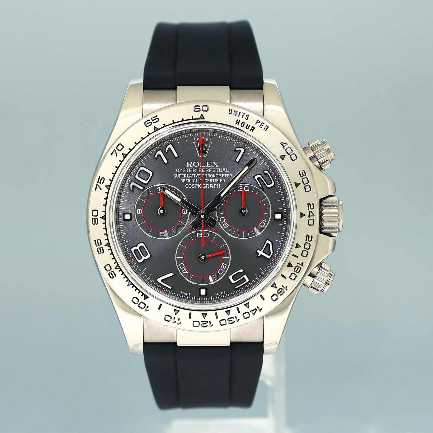 MINT 2010 Rolex Daytona White Gold 116519 Slate Grey Racing Rubber Watch Box
