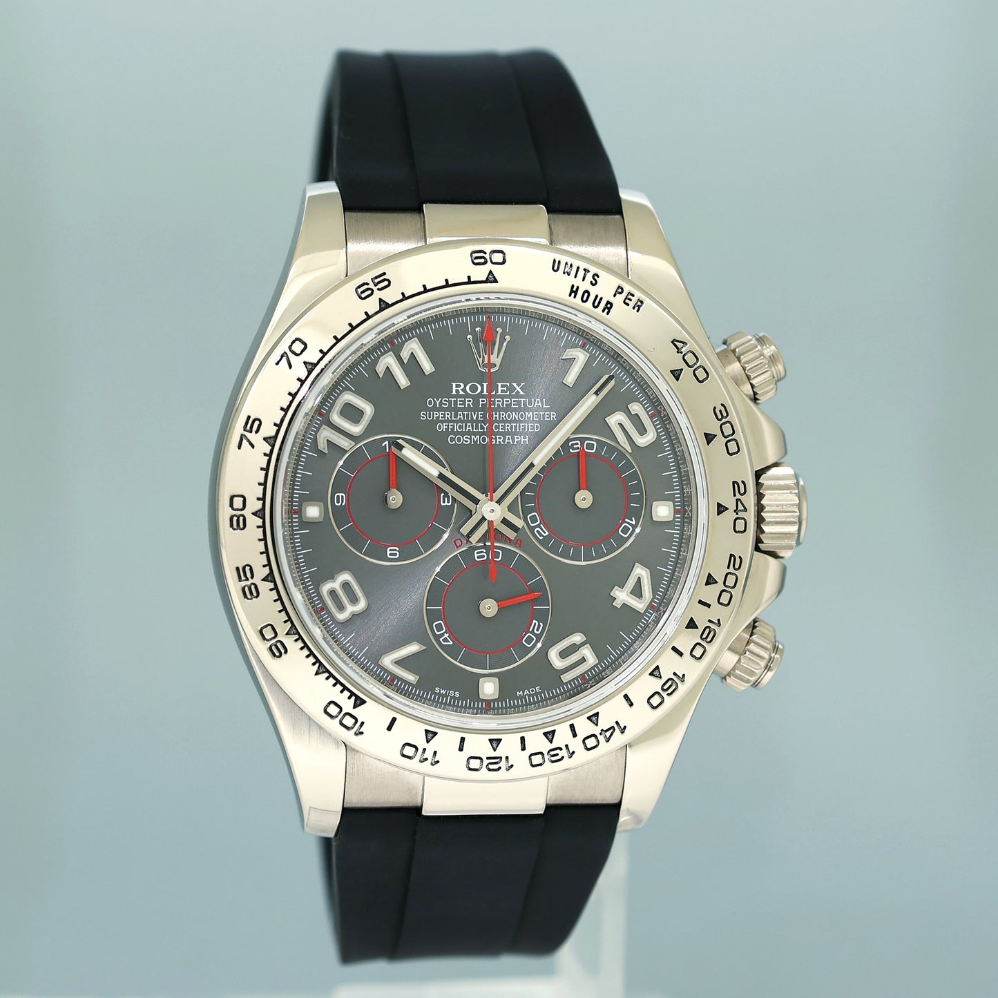 MINT 2010 Rolex Daytona White Gold 116519 Slate Grey Racing Rubber Watch Box