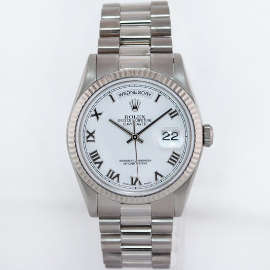 2004 MINT Rolex President Day Date White Roman 118239 White Gold Watch Box