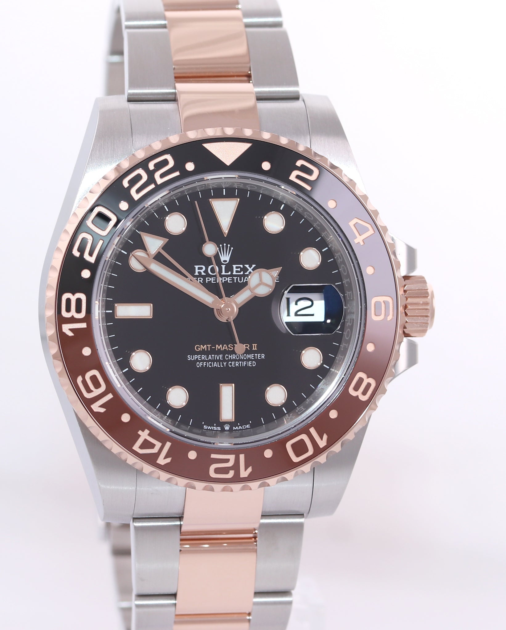 2022 NEW PAPERS Rolex GMT Master 2 II Root Beer Rose Gold 126711 CHNR Watch Box