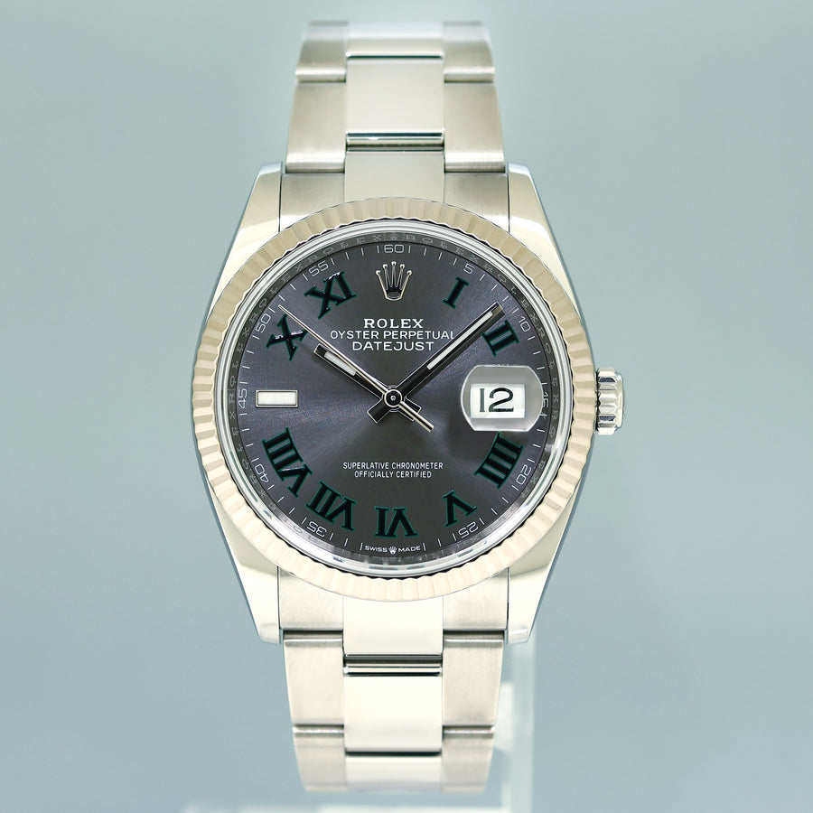 2022 MINT Rolex DateJust 36mm Wimbledon Stick 126234 Steel Oyster White Gold Watch