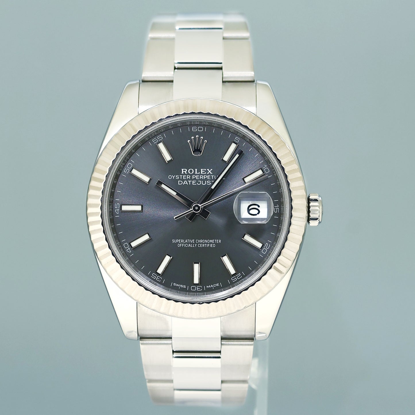2017 MINT PAPERS Rolex DateJust 41 Rhodium Stick Oyster Fluted 126334 Watch Box