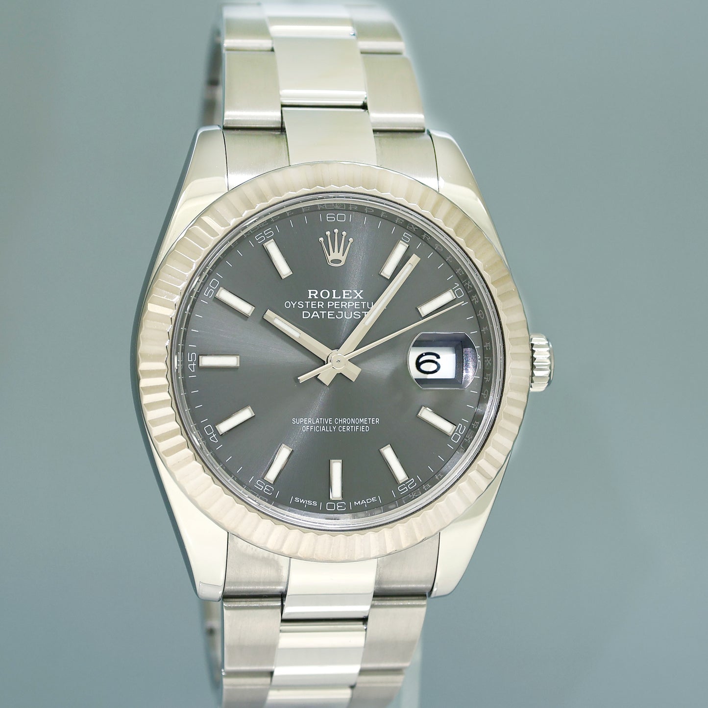 2017 MINT PAPERS Rolex DateJust 41 Rhodium Stick Oyster Fluted 126334 Watch Box