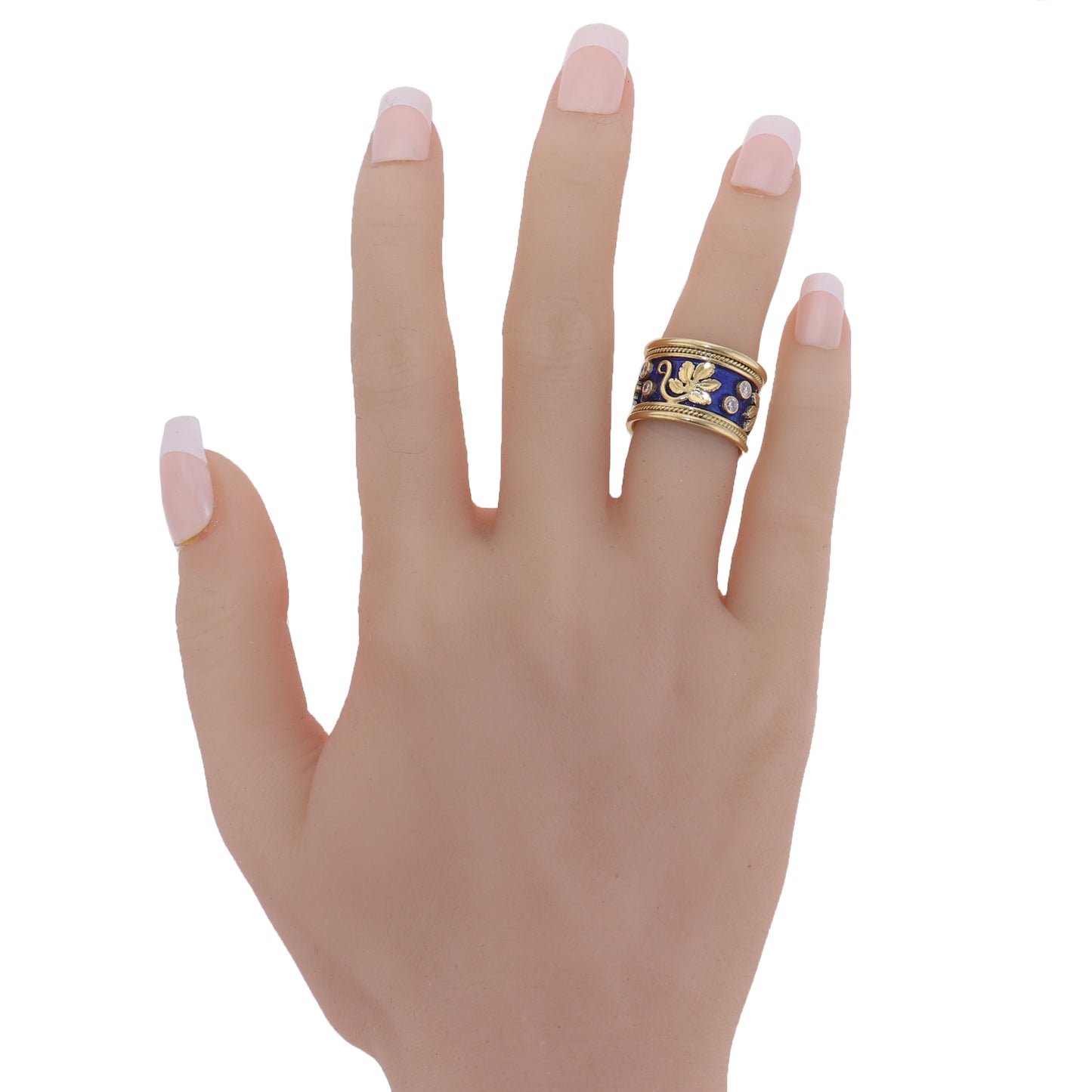 Elizabeth Gage 18k Yellow Gold Templar Collection Diamond Vine Leaf Ring