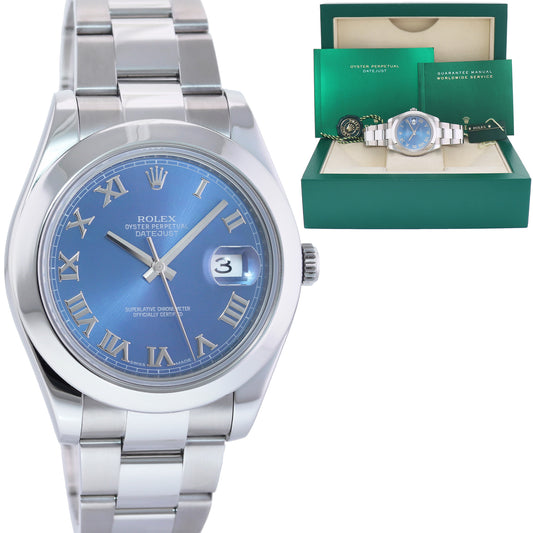 MINT Rolex DateJust II 116300 Blue Roman Dial Steel 41mm Watch Box