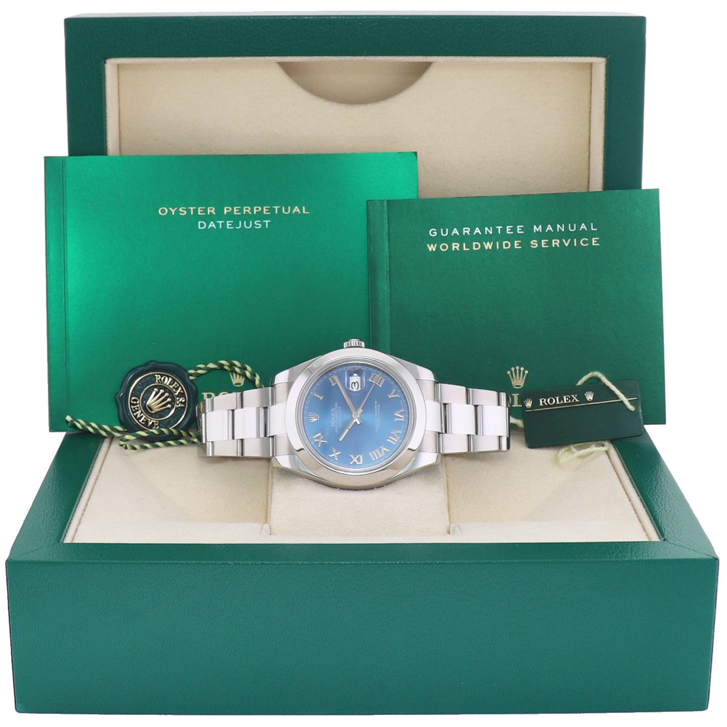MINT Rolex DateJust II 116300 Blue Roman Dial Steel 41mm Watch Box