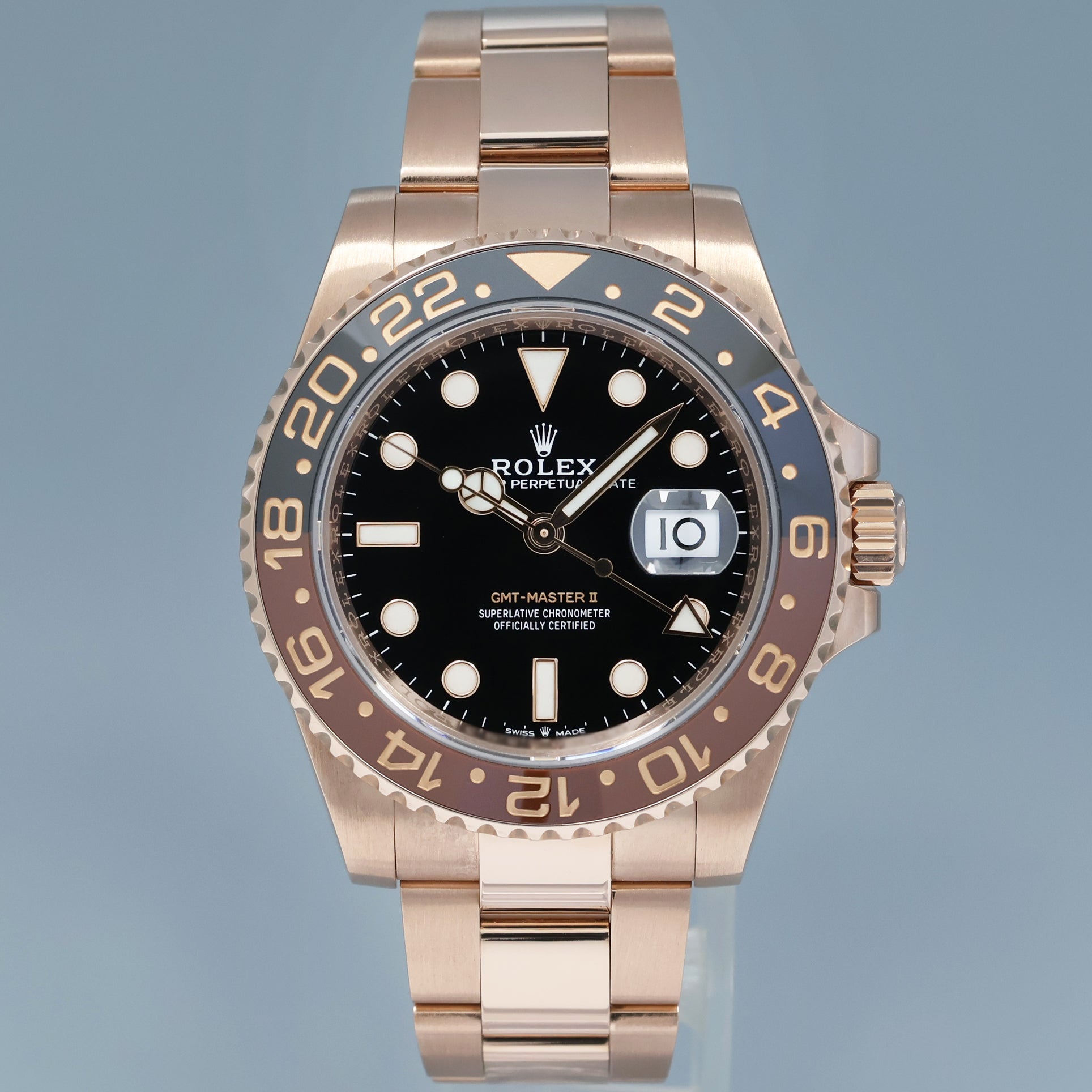 2018 PAPERS MINT Rolex GMT Master Rose Gold Ceramic Root Beer 126715 Watch Box