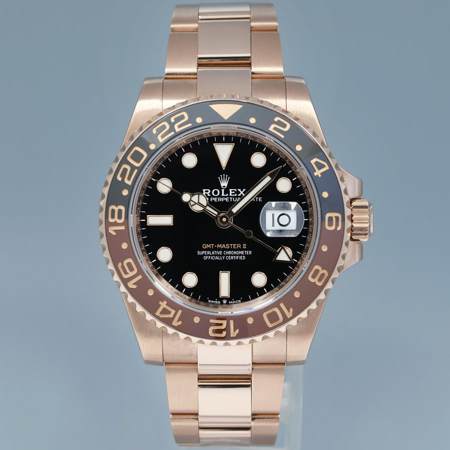 2018 PAPERS MINT Rolex GMT Master Rose Gold Ceramic Root Beer 126715 Watch Box