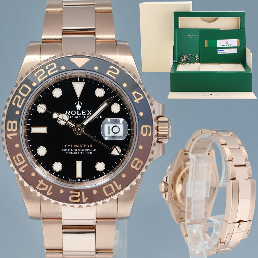 2020 PAPERS MINT Rolex GMT Master Rose Gold Ceramic Root Beer