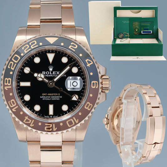 2022 NEW PAPERS Rolex GMT Master Rose Gold Ceramic Root Beer 126715 Watch Box