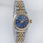Ladies Rolex Oyster Perpetual 6718 Two Tone Jubilee Gold Steel Blue Watch Box