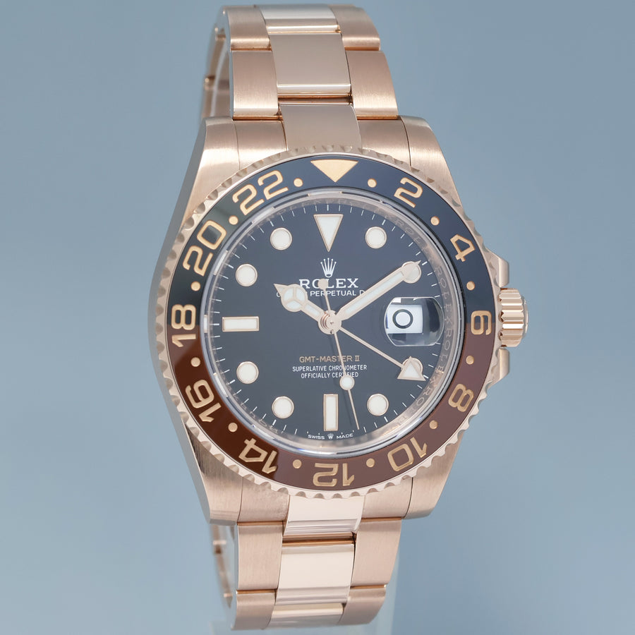 2020 NEW PAPERS Rolex GMT Master Rose Gold Ceramic Root Beer 126715 Watch Box