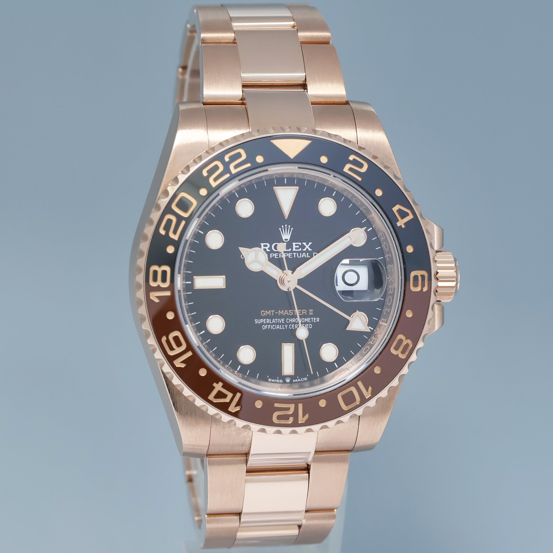 2018 PAPERS MINT Rolex GMT Master Rose Gold Ceramic Root Beer 126715 Watch Box
