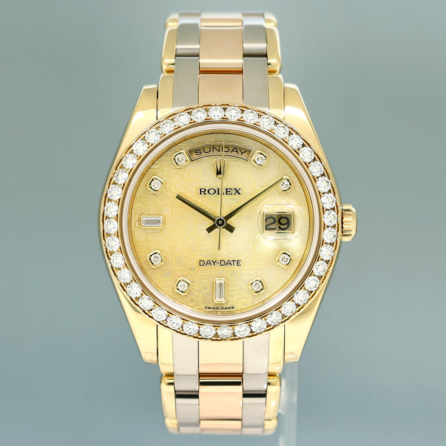MINT Rolex Masterpiece Day Date 18948 Jubilee MOP Diamond Tridor Rose Gold Watch