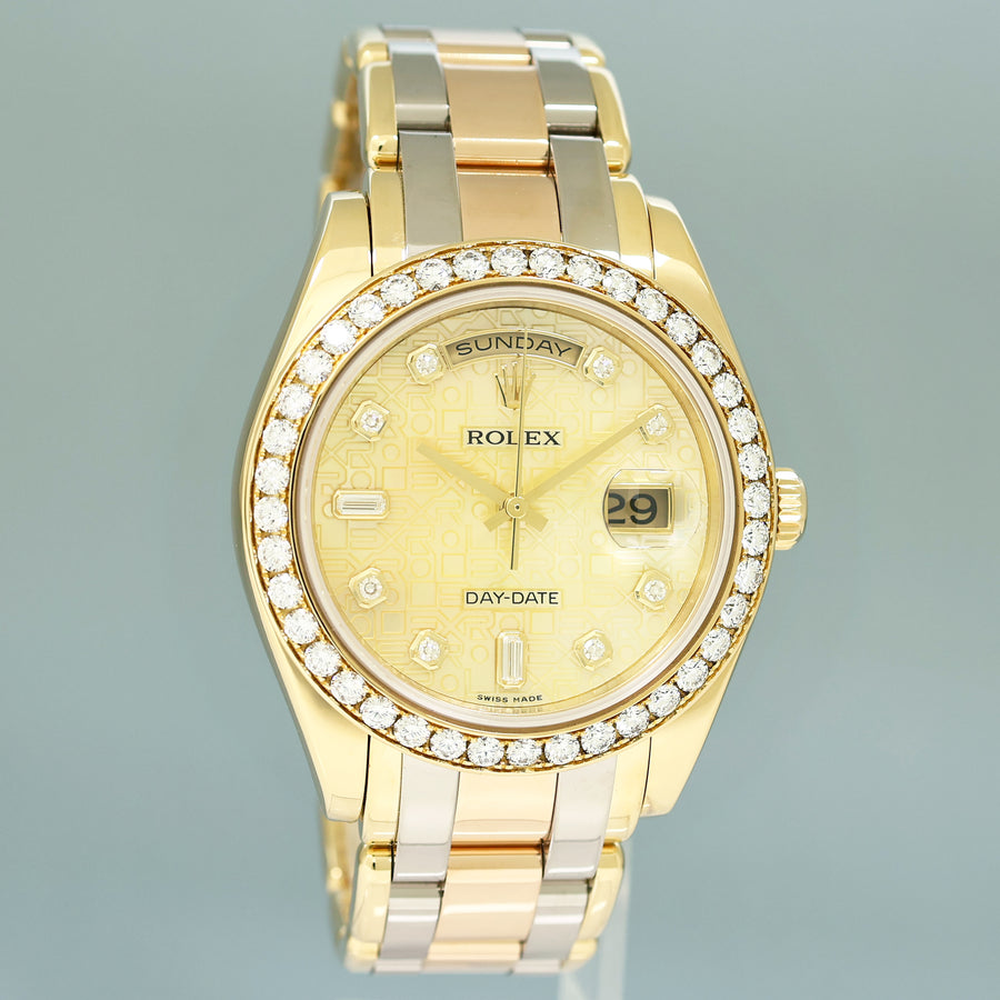 MINT Rolex Masterpiece Day Date 18948 Jubilee MOP Diamond Tridor Rose Gold Watch
