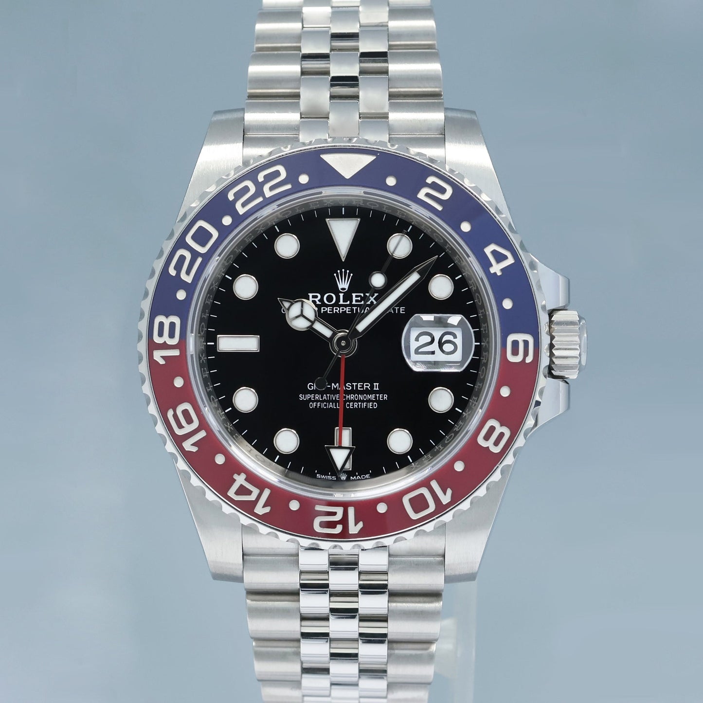 PAPERS 2024 NEW Rolex GMT Master PEPSI Red Blue Jubilee Ceramic 126710BLRO Watch