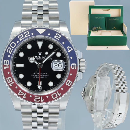 2021 MINT Rolex GMT Master PEPSI Red Blue Jubilee Ceramic 126710 BLRO Watch Box