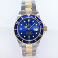 PAPERS 2000 Rolex Submariner 16613 Gold Steel Two Tone Sunburst Blue Watch