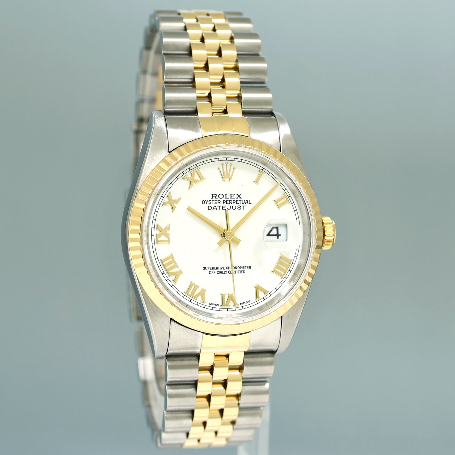 PAPERS MINT Rolex DateJust 36mm White Roman 16233 Two Tone Steel Jubilee Watch Box