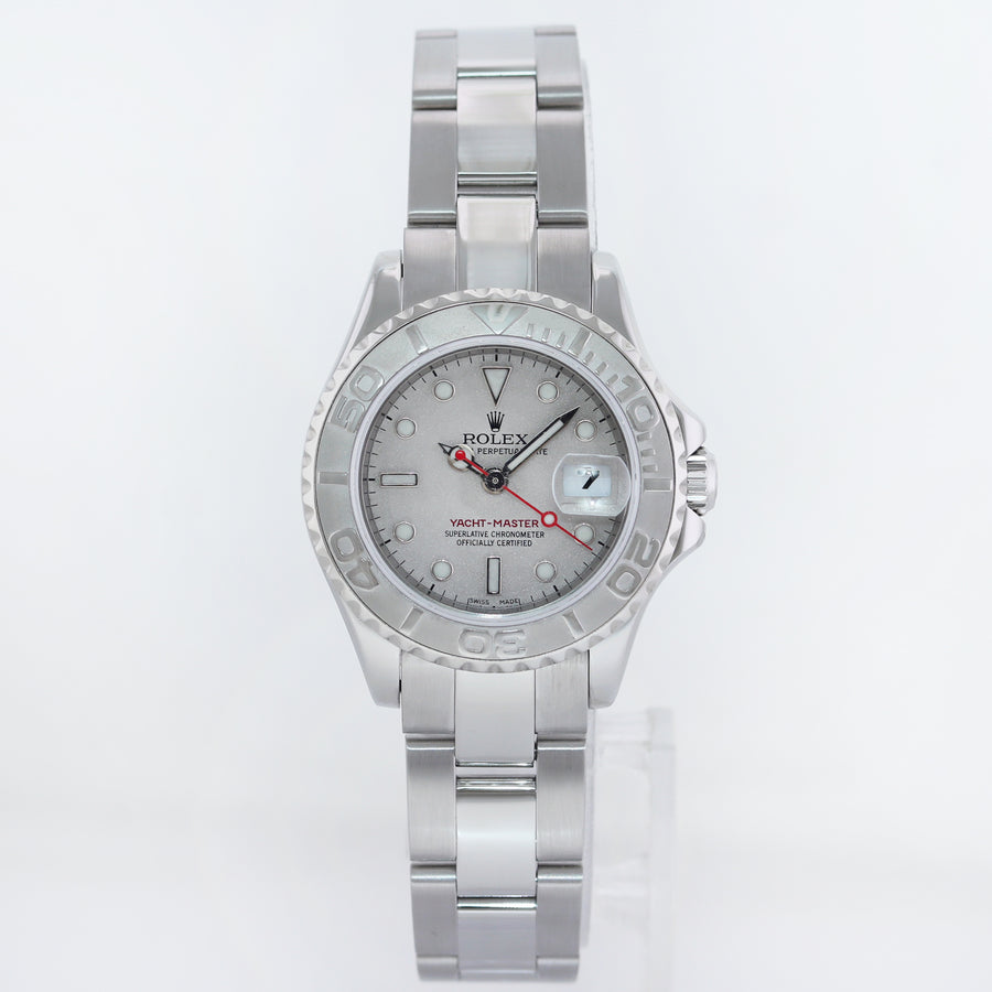 2003 PAPERS MINT Ladies Rolex Yacht-Master Steel 169622 29mm Platinum Watch Box