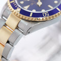PAPERS 2000 Rolex Submariner 16613 Gold Steel Two Tone Sunburst Blue Watch
