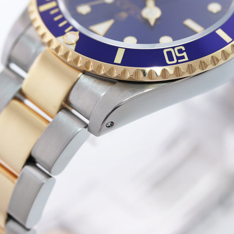 PAPERS 2000 Rolex Submariner 16613 Gold Steel Two Tone Sunburst Blue Watch