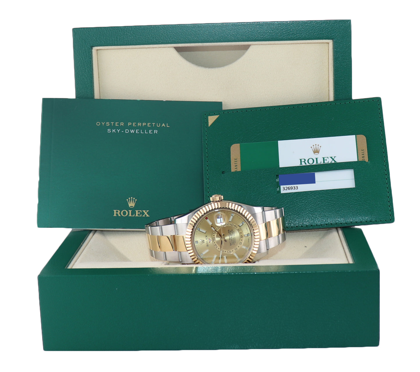 2020 PAPERS Rolex Sky-Dweller 326933 Champagne Two Tone Gold Steel Watch Box