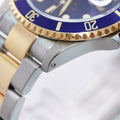PAPERS 2000 Rolex Submariner 16613 Gold Steel Two Tone Sunburst Blue Watch