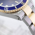 PAPERS 2000 Rolex Submariner 16613 Gold Steel Two Tone Sunburst Blue Watch