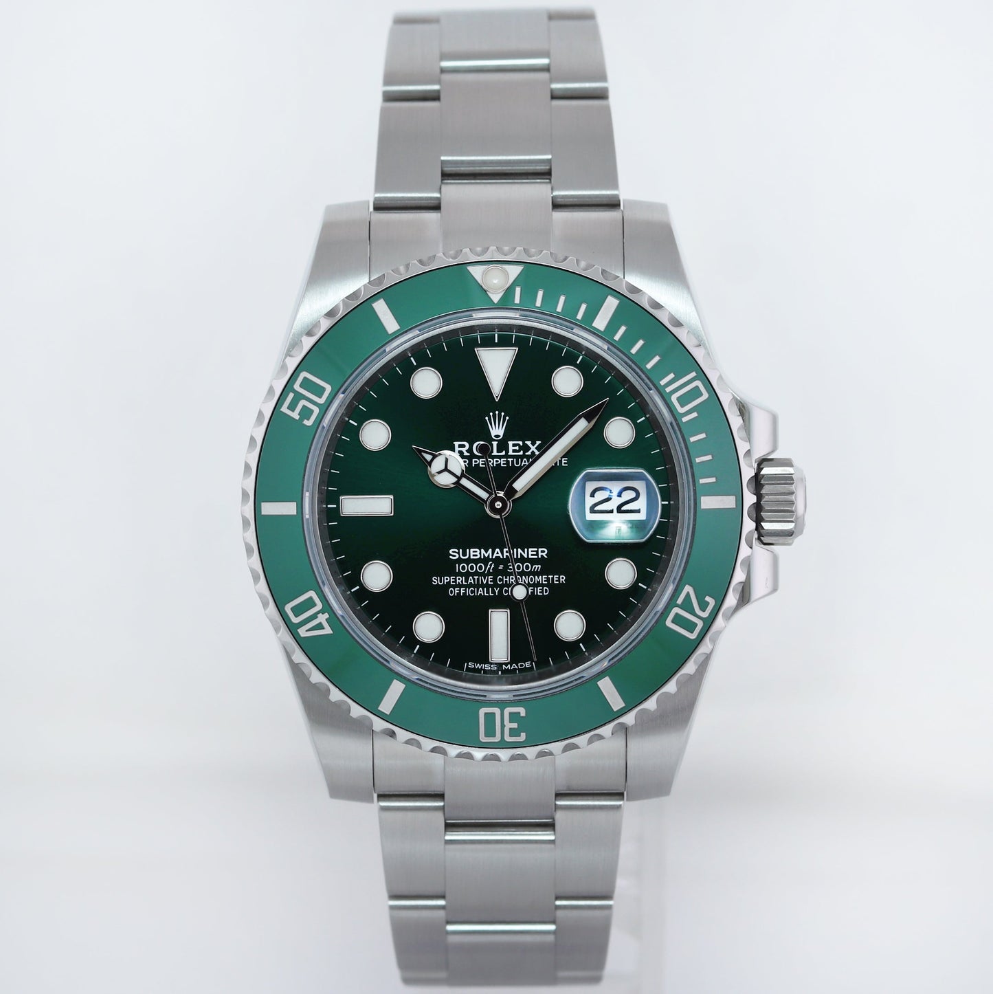 2020 NEW PAPERS Rolex Submariner Hulk 116610LV Green Dial Ceramic Watch Box