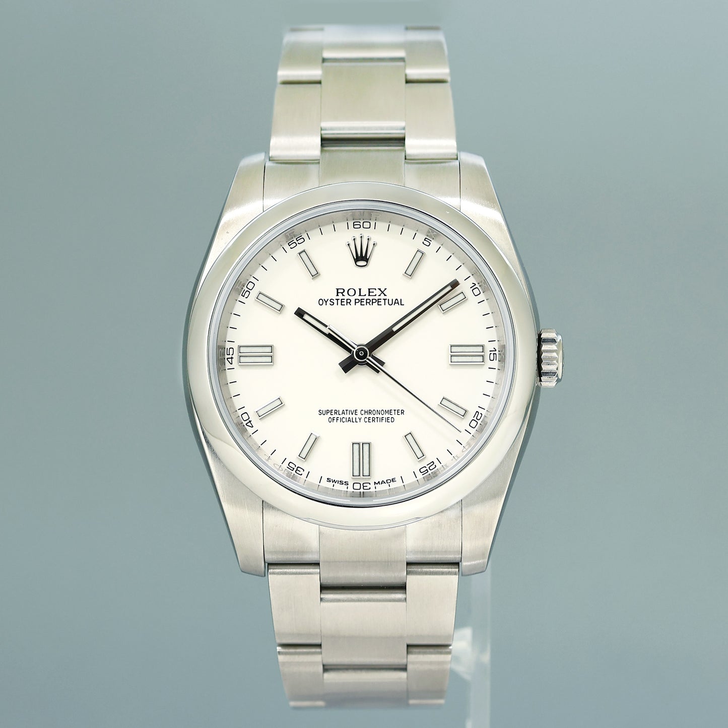 2018 MINT PAPERS Rolex 36mm Oyster Perpetual 116000 Rhodium Stick Steel Watch Box