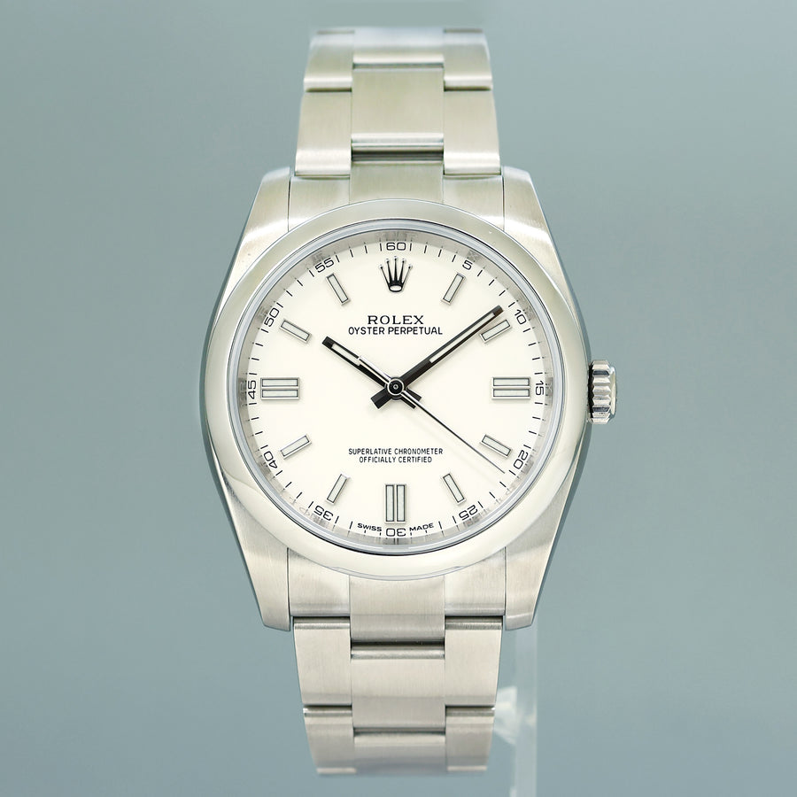 2018 MINT PAPERS Rolex 36mm Oyster Perpetual 116000 Rhodium Stick Steel Watch Box