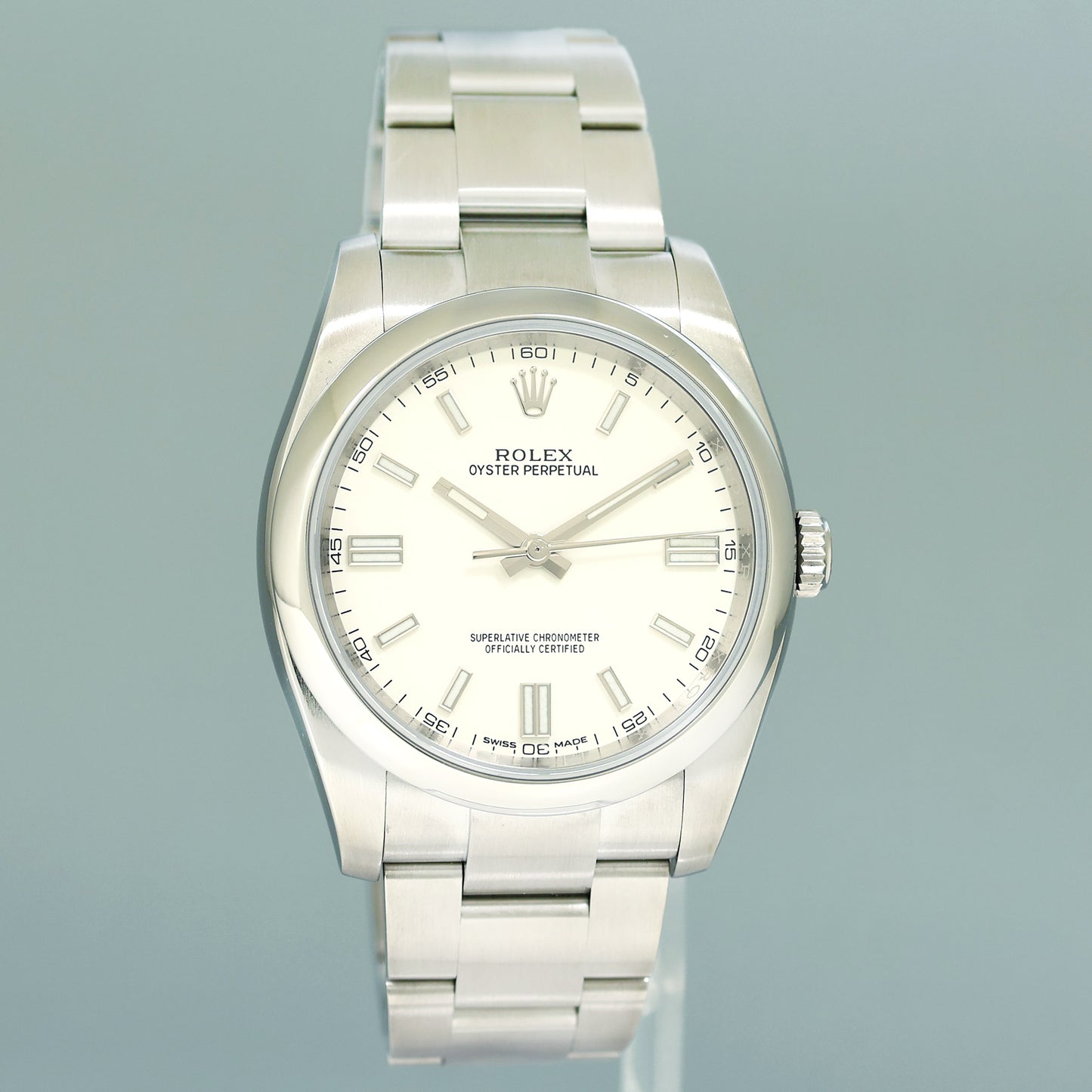 2018 MINT PAPERS Rolex 36mm Oyster Perpetual 116000 Rhodium Stick Steel Watch Box