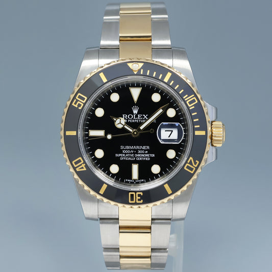 MINT PAPERS Rolex Submariner 116613LN Two Tone Steel Yellow Gold Black Ceramic Watch