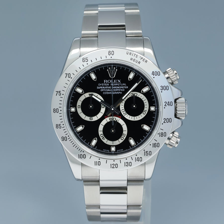 MINT 2009 Rolex Daytona 116520 Black Dial Steel Chronograph 40mm Watch Box