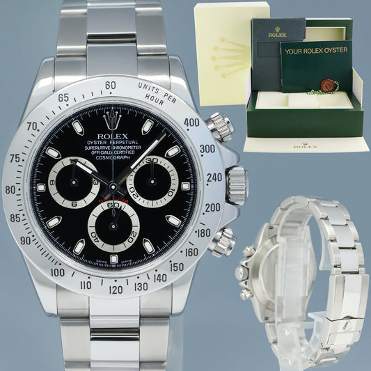 MINT 2008 Rolex Daytona 116520 Black Dial Steel Chronograph 40mm Watch Box