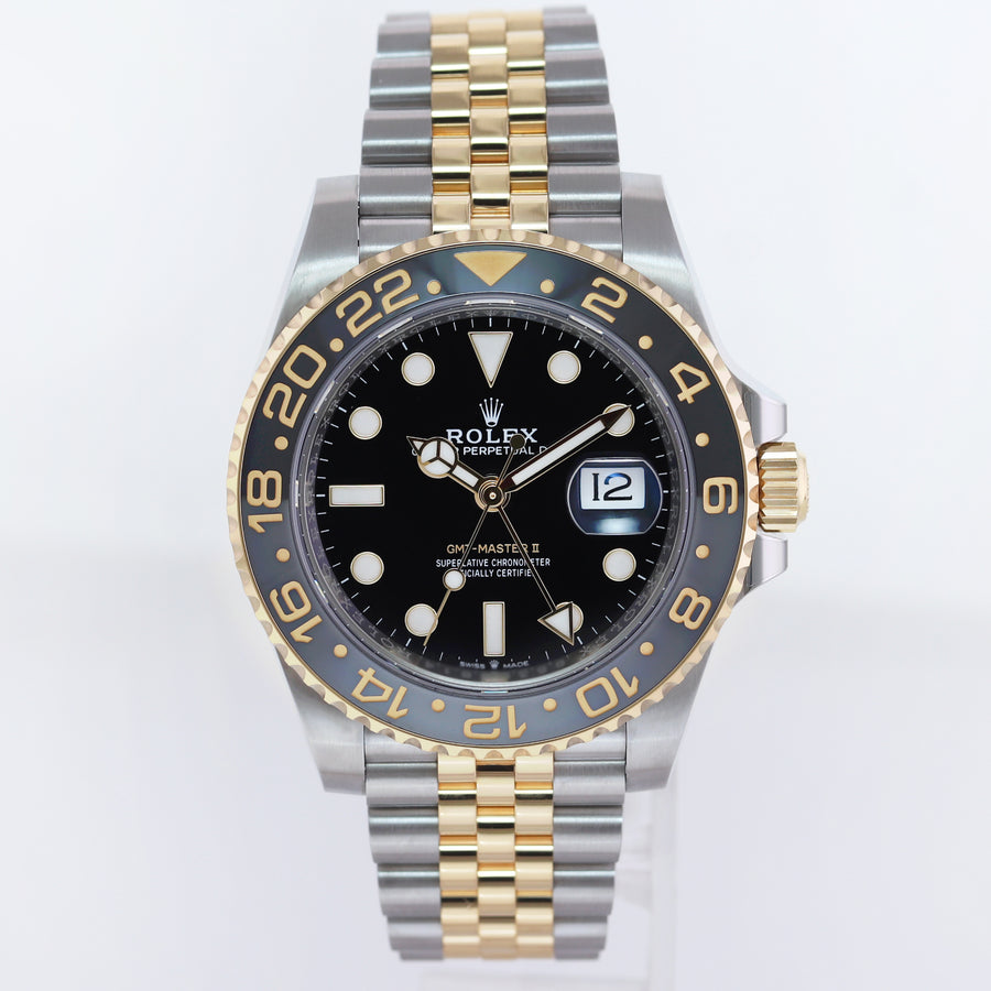2024 NEW PAPERS Rolex GMT Master Gold Two Tone Jubilee Black 126713 Watch Box