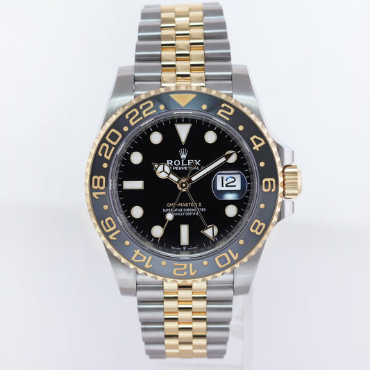 2023 MINT Rolex GMT Master II 2 Gold Two Tone Jubilee Black 126713 GRNR Watch Box