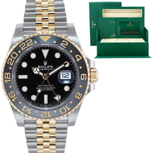 2025 NEW PAPERS Rolex GMT Master Gold Two Tone Jubilee Black 126713 Watch Box