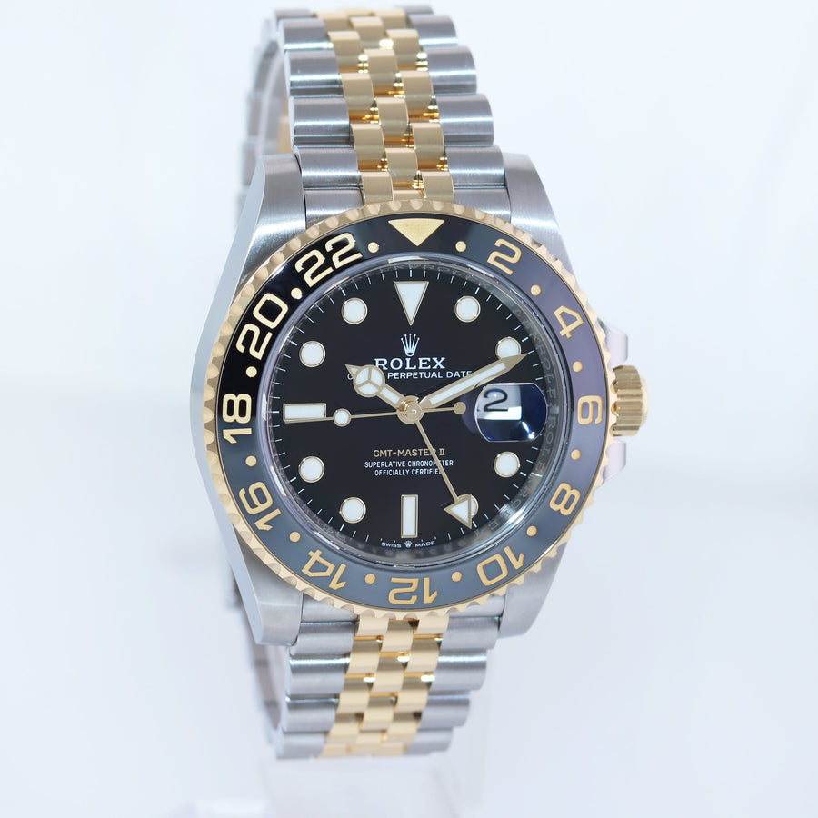 2024 NEW PAPERS Rolex 126713GRNR GMT Master II Gold Two Tone Jubilee Black Watch Box