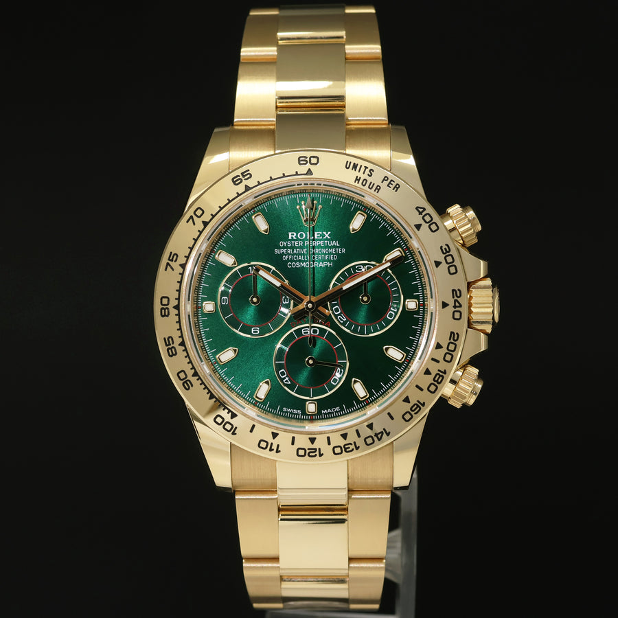 PAPERS MINT GREEN DAYTONA Rolex 116508 Yellow Gold 40mm John Mayer Watch Box