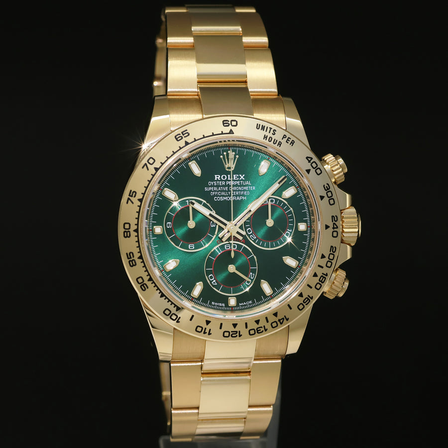 PAPERS MINT GREEN DAYTONA Rolex 116508 Yellow Gold 40mm John Mayer Watch Box