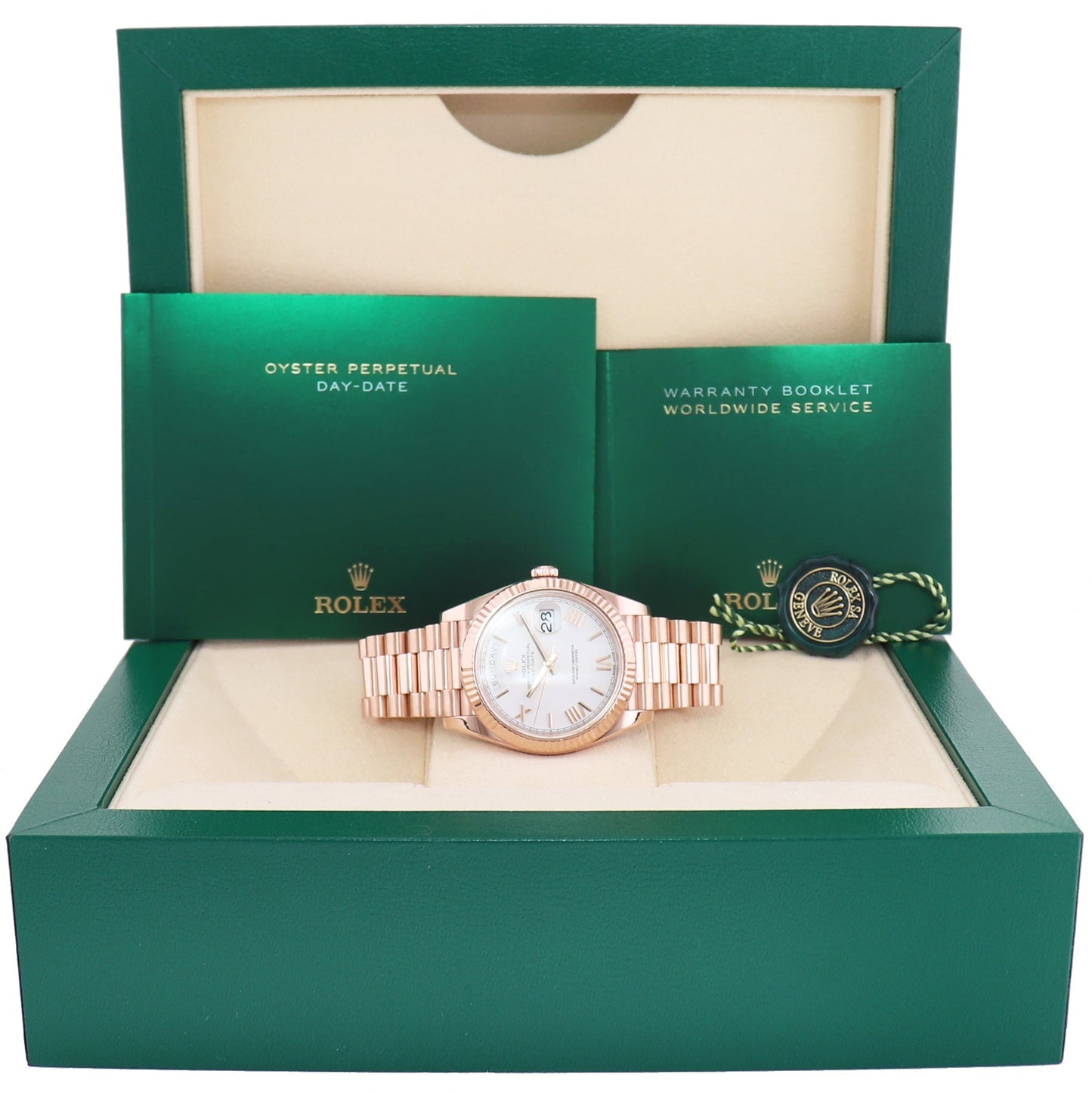 2020 MINT Rolex President 40mm Rose Gold White Roman 228235 Watch Box