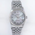 2004 MINT Rolex DateJust 16234 Silver Roman Dial Bezel Jubilee Band 36mm Watch