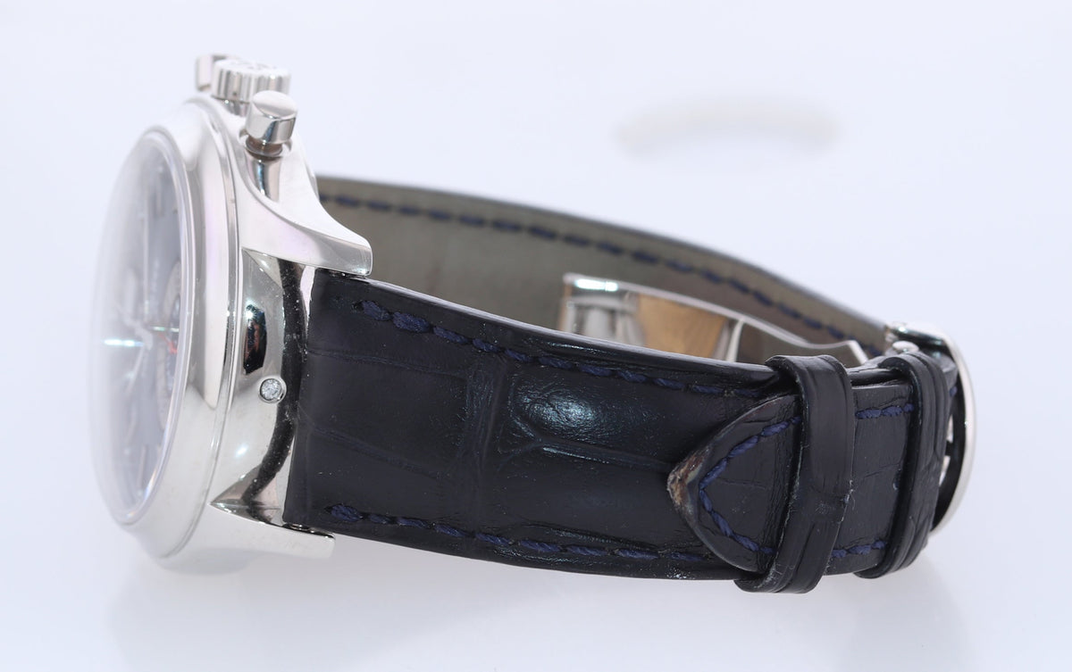 MINT Patek Philippe 5960P Platinum Chrono Blue Leather Annual Calendar 40.5mm Watch
