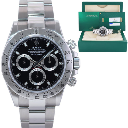 MINT 2015 PAPERS Rolex Daytona 116520 Black Chromalight Steel Chrono 40mm Watch