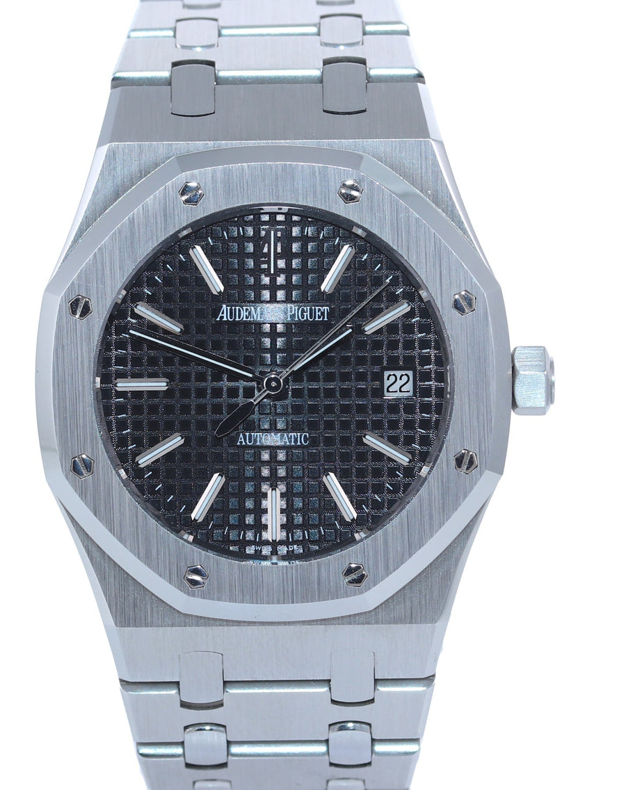 MINT Audemars Piguet Royal Oak Black 39mm Steel 15300ST Date Watch Box