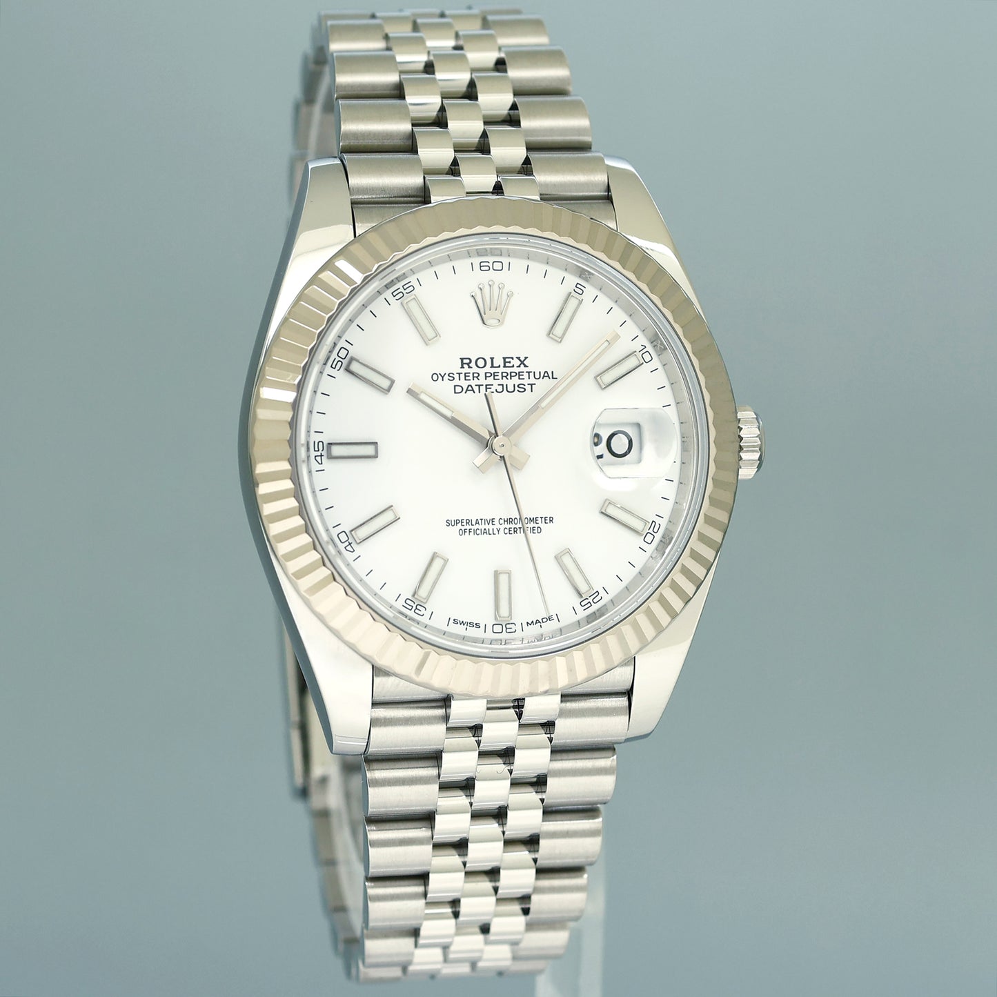 MINT PAPERS Rolex DateJust 41 White 126334 Steel White Gold Jubilee Watch Box