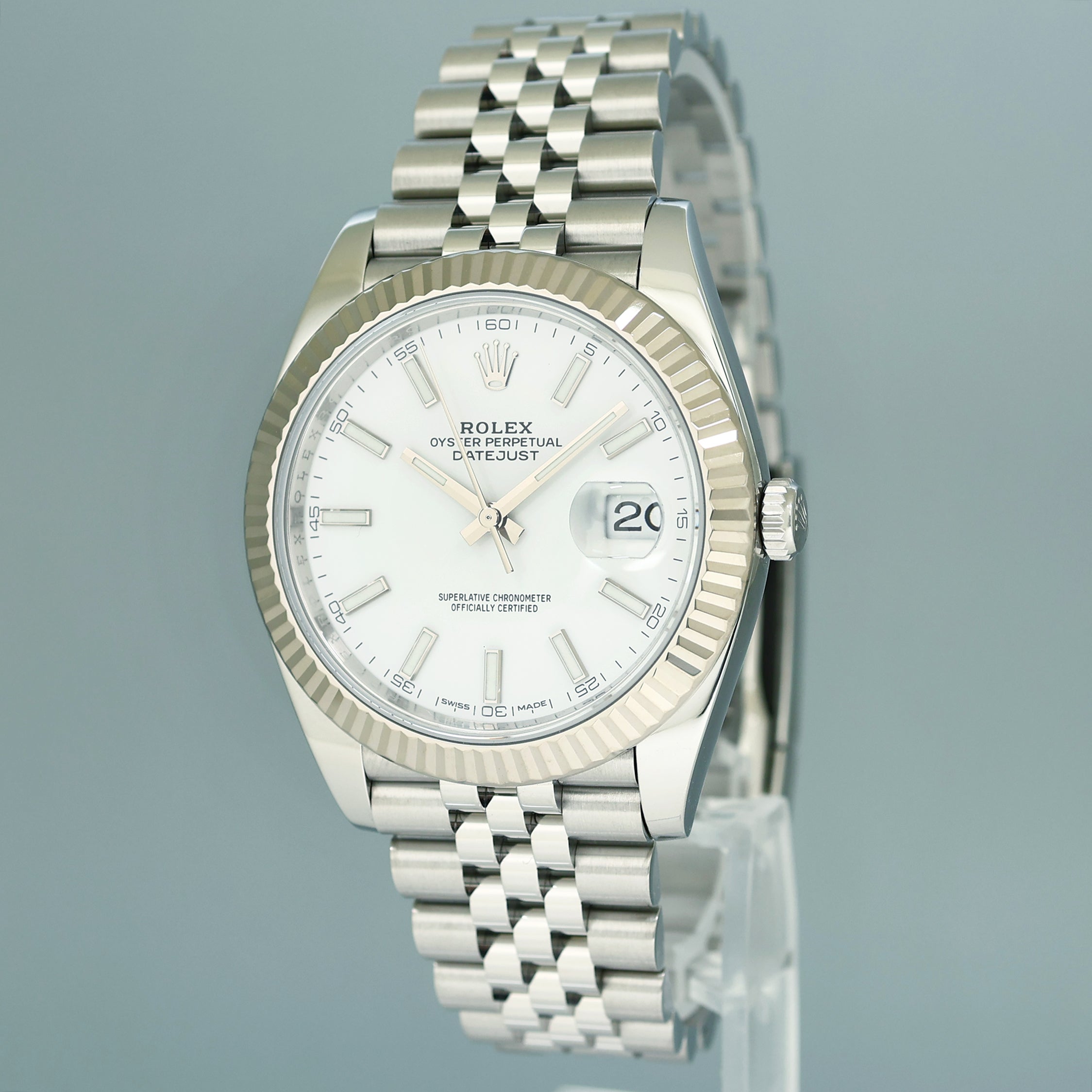 MINT PAPERS Rolex DateJust 41 White 126334 Steel White Gold Jubilee Watch Box